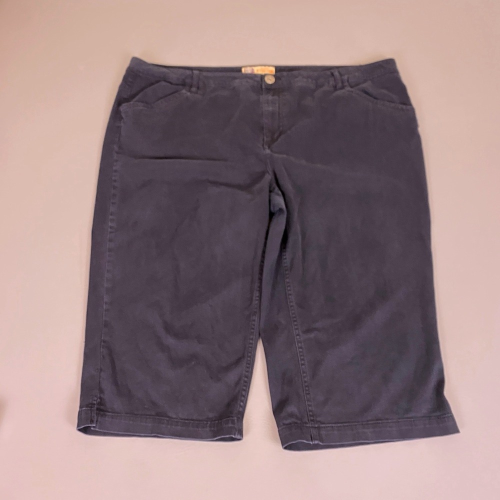 Faded Glory Capri Pants Women Plus Size 22W Black Soot Stretch Cotton Casual *